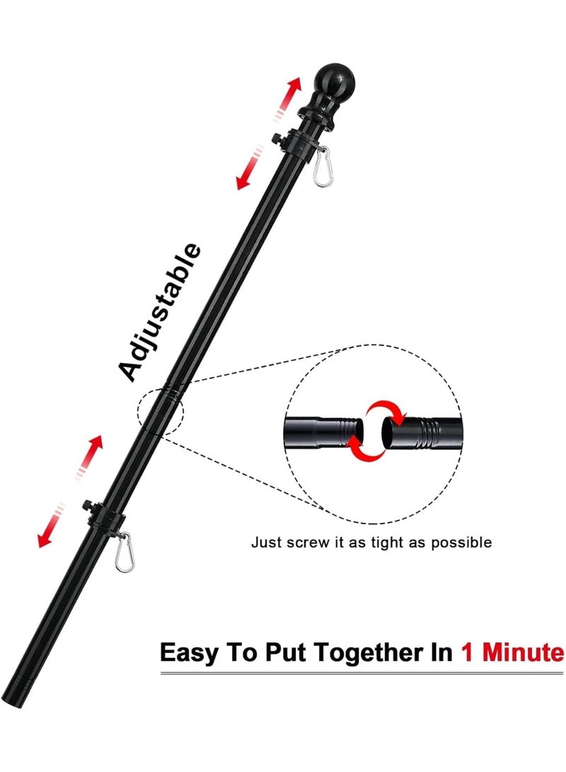jaexest مجموعة راية فولاذية سوداء مقاس 6 أقدام معدنية خالية من التشابك للاستخدام المنزلي الثقيل للشاحنات والمنازل والشرفات والحدائق والقوارب، مناسبة لراية الحديقة الثقيلة 2x3، 3x5، 4x6 - Image 2